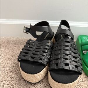 Kelsi Dagger Black Woven Espadrille Sandals